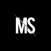 ms-Logo-Monogramm mit Slash-Design-Vorlage vektor