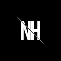 nh -logotypmonogram med formmall för snedstreck vektor