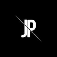 jp -logotypmonogram med snedstreckad designmall vektor