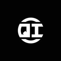 Qi-Logo-Monogramm isoliert auf Kreiselement-Designvorlage vektor