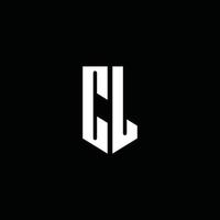 cl-Logo-Monogramm mit Emblem-Stil auf schwarzem Hintergrund isoliert vektor
