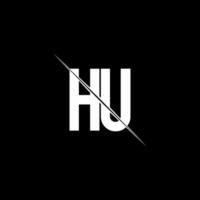 hu-Logo-Monogramm mit Slash-Design-Vorlage vektor