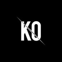 ko-Logo-Monogramm mit Slash-Design-Vorlage vektor