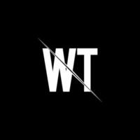 wt -logotypmonogram med snedstreckad designmall vektor