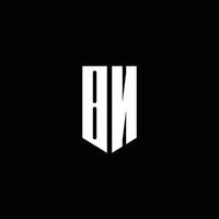 bn-Logo-Monogramm mit Emblem-Stil auf schwarzem Hintergrund isoliert vektor