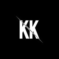 kk -logotypmonogram med snedstreckad designmall vektor