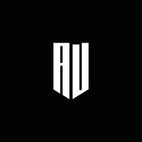 au logo monogram med emblem stil isolerad på svart bakgrund vektor