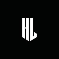 hl-Logo-Monogramm mit Emblem-Stil auf schwarzem Hintergrund isoliert vektor