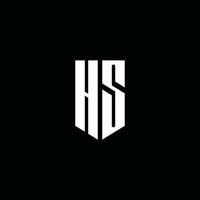 hs-Logo-Monogramm mit Emblem-Stil auf schwarzem Hintergrund isoliert vektor