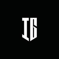 ig-Logo-Monogramm mit Emblem-Stil auf schwarzem Hintergrund isoliert vektor