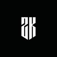 zk-Logo-Monogramm mit Emblem-Stil auf schwarzem Hintergrund isoliert vektor