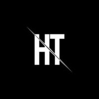 ht -logotypmonogram med snedstreckad designmall vektor