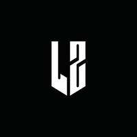 lz logo monogram med emblem stil isolerad på svart bakgrund vektor