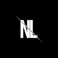 nl-Logo-Monogramm mit Slash-Design-Vorlage vektor