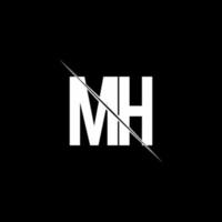 mh-Logo-Monogramm mit Slash-Design-Vorlage vektor