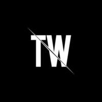 tw-Logo-Monogramm mit Slash-Design-Vorlage vektor