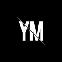 ym-Logo-Monogramm mit Slash-Design-Vorlage vektor