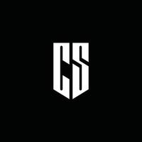 cs-Logo-Monogramm mit Emblem-Stil auf schwarzem Hintergrund isoliert vektor