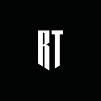 rt-Logo-Monogramm mit Emblem-Stil auf schwarzem Hintergrund isoliert vektor
