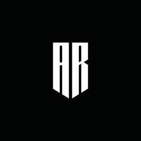 ar-Logo-Monogramm mit Emblem-Stil auf schwarzem Hintergrund isoliert vektor