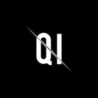 Qi-Logo-Monogramm mit Slash-Design-Vorlage vektor