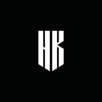 hk logo monogram med emblem stil isolerad på svart bakgrund vektor