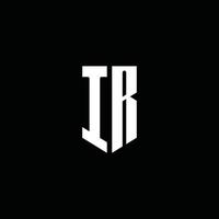ir -logotypmonogram med emblemstil isolerad på svart bakgrund vektor
