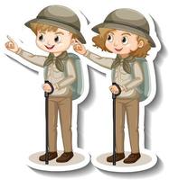 par barn bär safari outfit tecknad karaktär klistermärke vektor