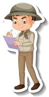Junge trägt Safari-Outfit-Cartoon-Charakter-Aufkleber vektor
