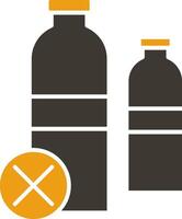 Nein Plastik Flaschen Glyphe zwei Farbe Symbol vektor