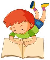 Glad pojke läsning bok vektor