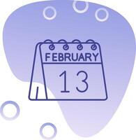 13: e av februari lutning bubbla ikon vektor
