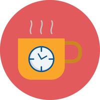 kaffe tid platt cirkel ikon vektor