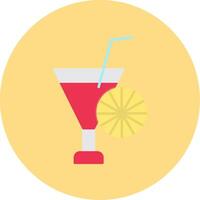 cocktail platt cirkel ikon vektor
