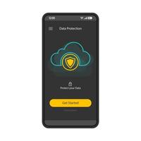 Cloud-Speicher-Smartphone-Schnittstellenvektorvorlage vektor