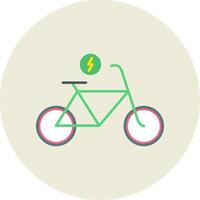 elektrisk cykel platt cirkel ikon vektor