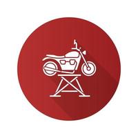 motorcykel jack platt design lång skugga glyph ikon vektor