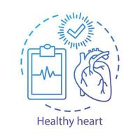 medizinische Behandlung, Symbol für gesundes Herzkonzept. Gesundheitswesen Idee dünne Linie Abbildung. Logo des Diagnosezentrums für Krankheiten. Zwischenablage mit Kardiogramm und Häkchen Vektor isolierte Umrisszeichnung