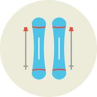skidåkning platt cirkel ikon vektor
