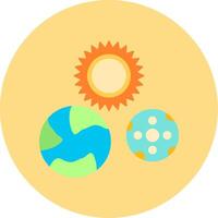 sol- systemet platt cirkel ikon vektor
