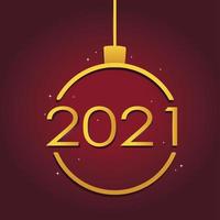 Frohes neues Jahr 2021 goldene hängende Kugeldekoration vektor