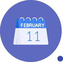 11th av februari lång cirkel ikon vektor