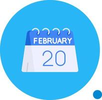 20:e av februari lång cirkel ikon vektor