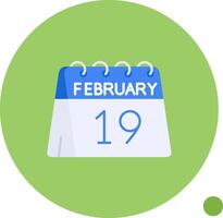 19:e av februari lång cirkel ikon vektor