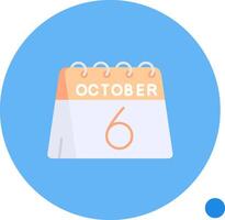 6:e av oktober lång cirkel ikon vektor