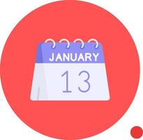 13: e av januari lång cirkel ikon vektor