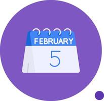5:e av februari lång cirkel ikon vektor
