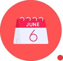 6:e av juni lång cirkel ikon vektor