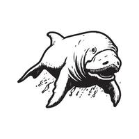 wütend Dugong, Jahrgang Hand gezeichnet Illustration vektor