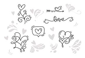 Monoline Valentinstag Hand gezeichnete Elemente vektor